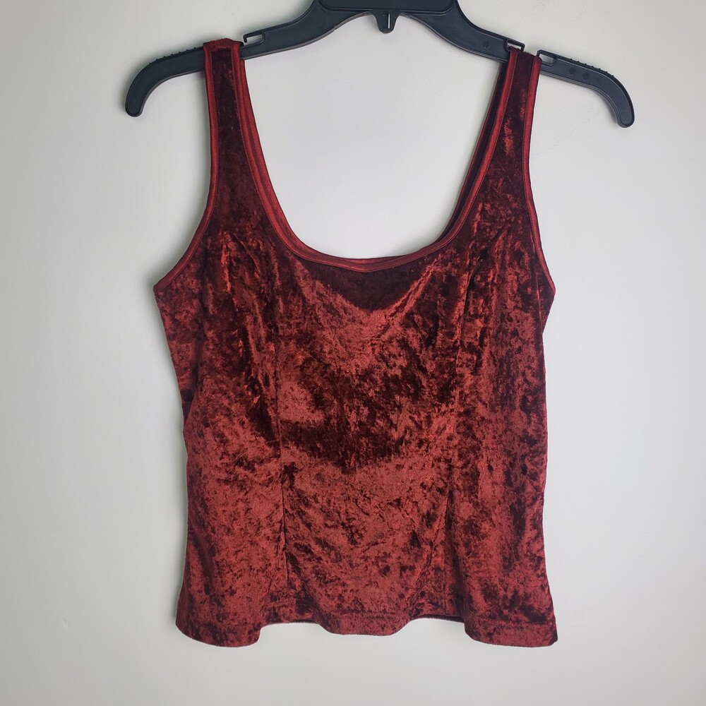 Vintage Victoria’s Secret Crushed Velvet Tank Top Maroon Red Sleeveless Small